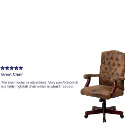 Flash Furniture Classic Microfiber High-Back Chair, Bomber Brown