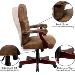 Flash Furniture Classic Microfiber High-Back Chair, Bomber Brown