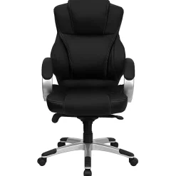 Flash Furniture Contemporary LeatherSoft™ Faux Leather High-Back Swivel Chair, Black/Silver