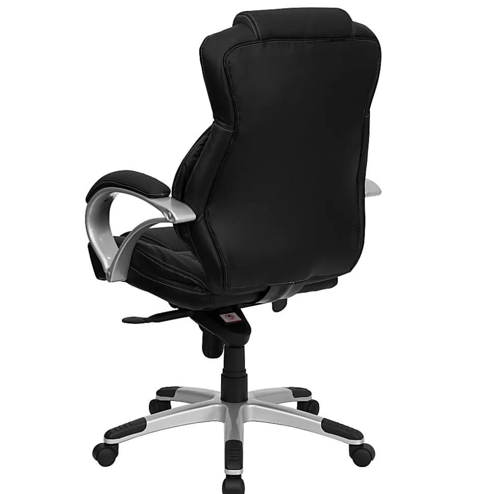 Flash Furniture Contemporary LeatherSoft™ Faux Leather High-Back Swivel Chair, Black/Silver