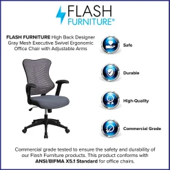 Flash Furniture Designer Ergonomic Mesh High-Back Swivel Chair, Gray/Black