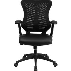 Flash Furniture Designer Ergonomic LeatherSoft™ Faux Leather/Mesh High-Back Chair, Black