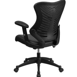 Flash Furniture Designer Ergonomic LeatherSoft™ Faux Leather/Mesh High-Back Chair, Black