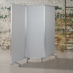 Flash Furniture Double-Sided Mobile Magnetic Whiteboard/Cloth Partition With Lockable Casters, White/Gray