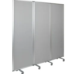 Flash Furniture Double-Sided Mobile Magnetic Whiteboard/Cloth Partition With Lockable Casters, White/Gray