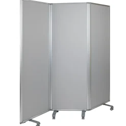 Flash Furniture Double-Sided Mobile Magnetic Whiteboard/Cloth Partition With Lockable Casters, White/Gray