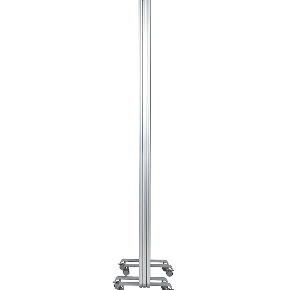 Flash Furniture Double-Sided Mobile Magnetic Whiteboard/Cloth Partition With Lockable Casters, White/Gray