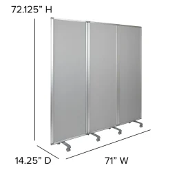 Flash Furniture Double-Sided Mobile Magnetic Whiteboard/Cloth Partition With Lockable Casters, White/Gray