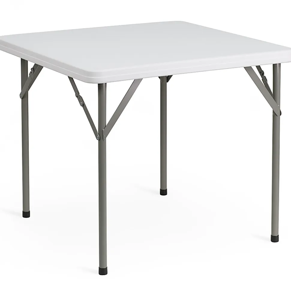 Flash Furniture Elon 34.25" Square Granite White Plastic Folding Table, Granite White