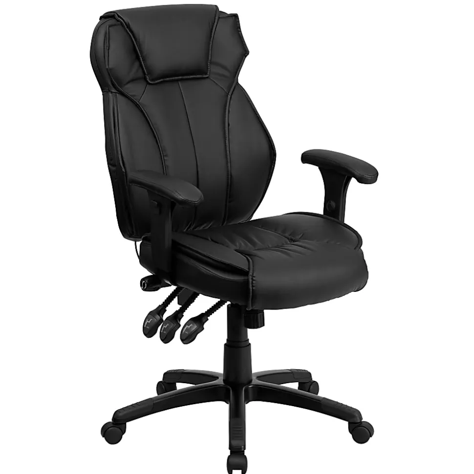 Flash Furniture Ergonomic LeatherSoft™ Faux Leather High-Back Swivel Chair, Black