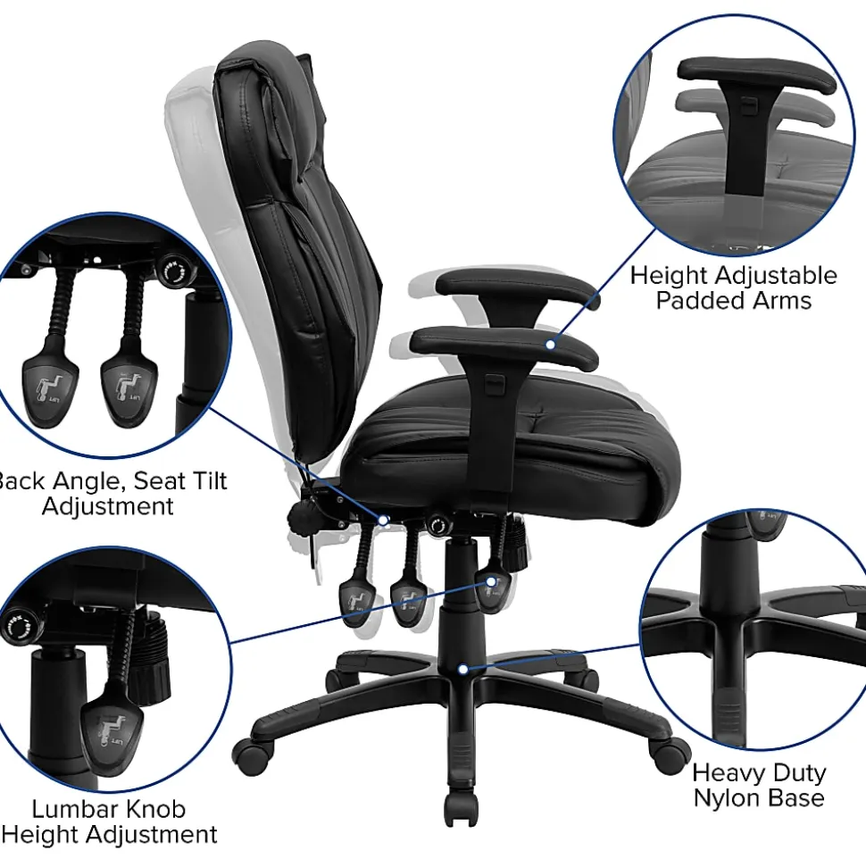 Flash Furniture Ergonomic LeatherSoft™ Faux Leather High-Back Swivel Chair, Black