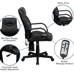 Flash Furniture Ergonomic LeatherSoft™ Faux Leather High-Back Massaging Chair, Black