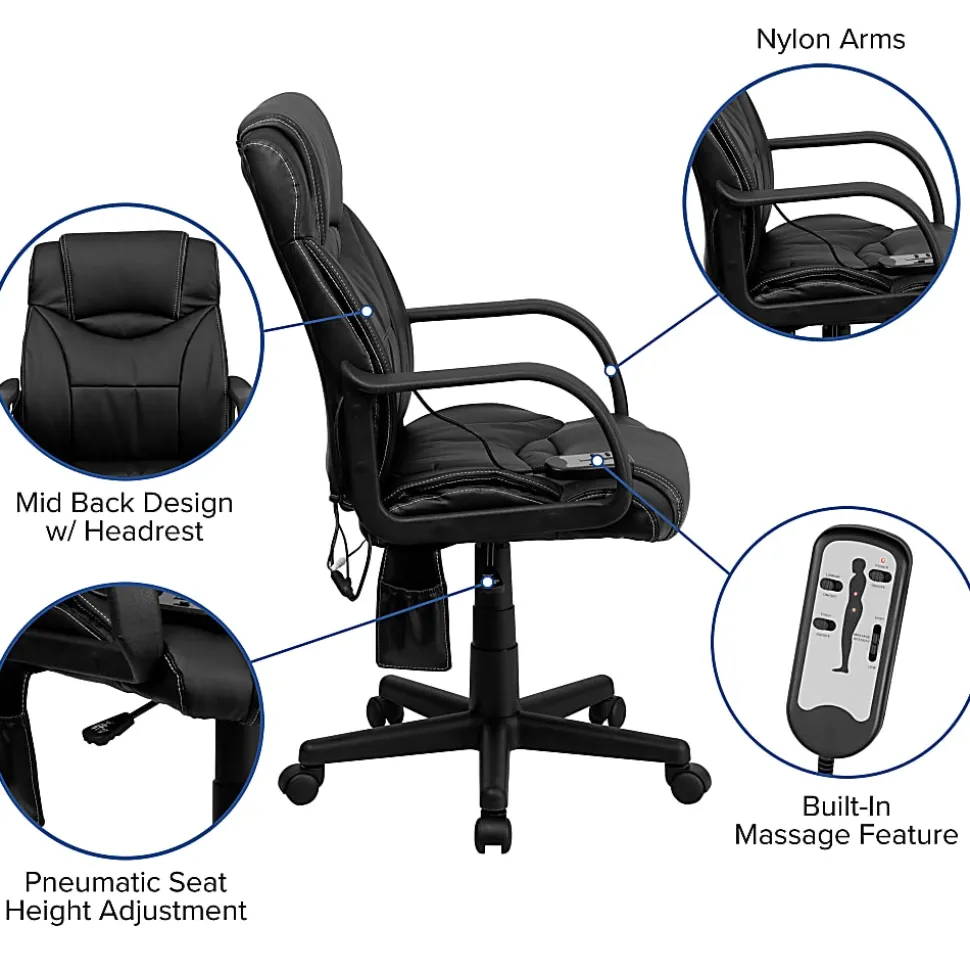 Flash Furniture Ergonomic LeatherSoft™ Faux Leather High-Back Massaging Chair, Black