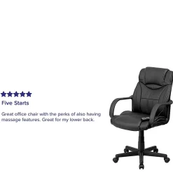 Flash Furniture Ergonomic LeatherSoft™ Faux Leather High-Back Massaging Chair, Black
