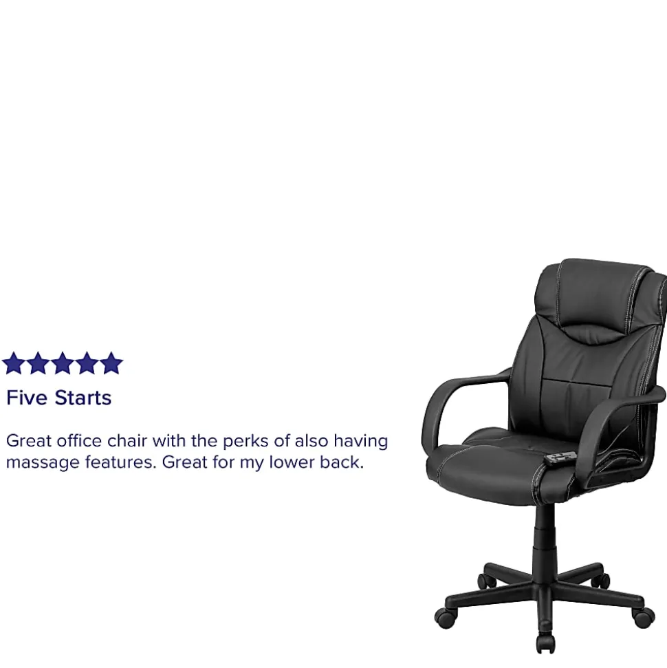 Flash Furniture Ergonomic LeatherSoft™ Faux Leather High-Back Massaging Chair, Black