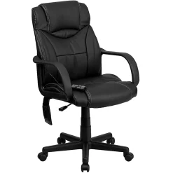 Flash Furniture Ergonomic LeatherSoft™ Faux Leather High-Back Massaging Chair, Black