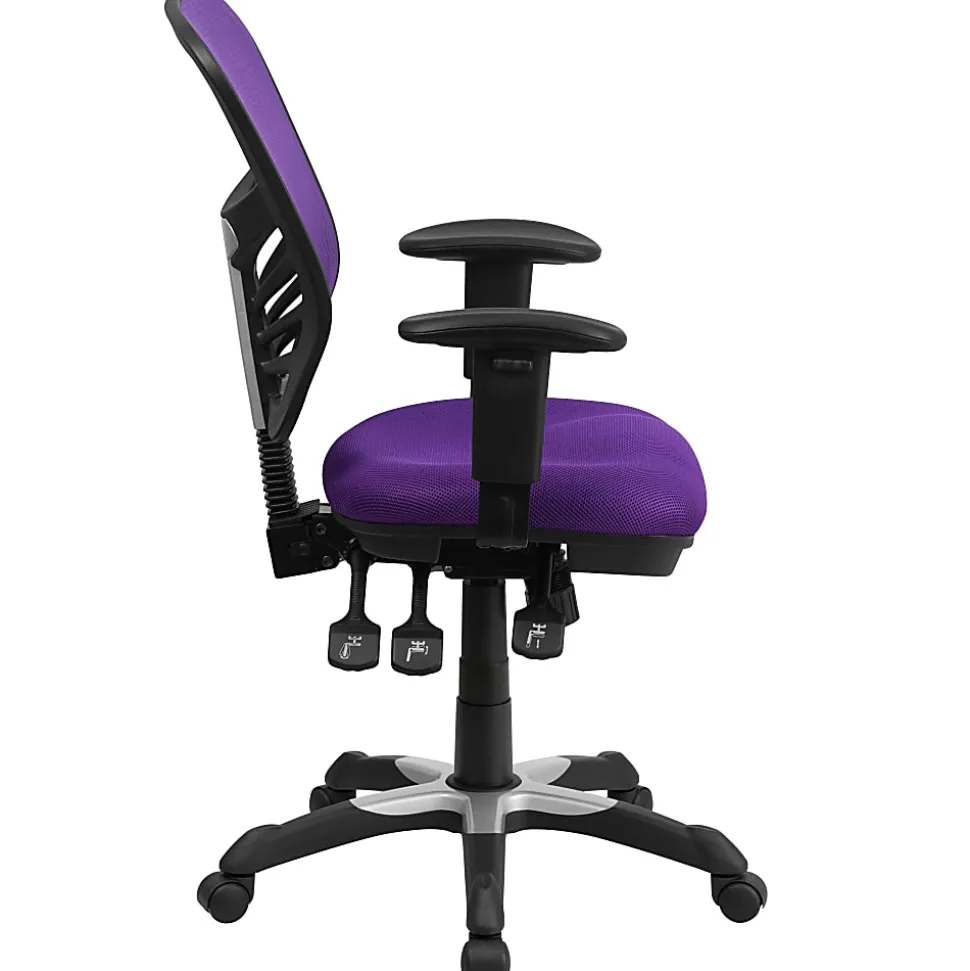 Flash Furniture Ergonomic Mesh Mid-Back Swivel Task Chair, Purple/Black