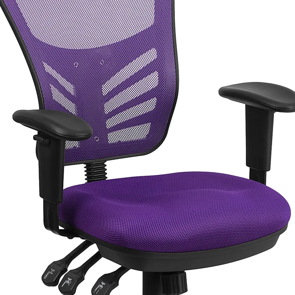 Flash Furniture Ergonomic Mesh Mid-Back Swivel Task Chair, Purple/Black