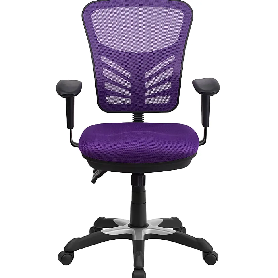 Flash Furniture Ergonomic Mesh Mid-Back Swivel Task Chair, Purple/Black