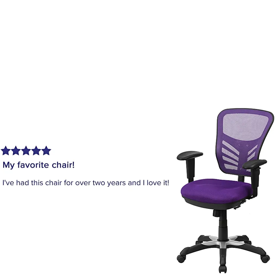 Flash Furniture Ergonomic Mesh Mid-Back Swivel Task Chair, Purple/Black