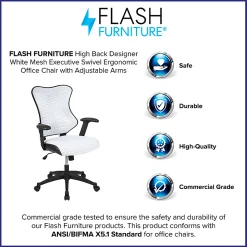 Flash Furniture Ergonomic Mesh High-Back Executive Office Chair, White