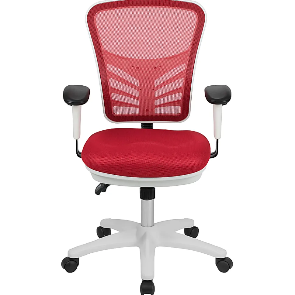 Flash Furniture Ergonomic Mesh Mid-Back Executive Office Chair, Red/White