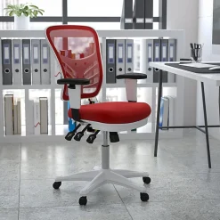 Flash Furniture Ergonomic Mesh Mid-Back Executive Office Chair, Red/White