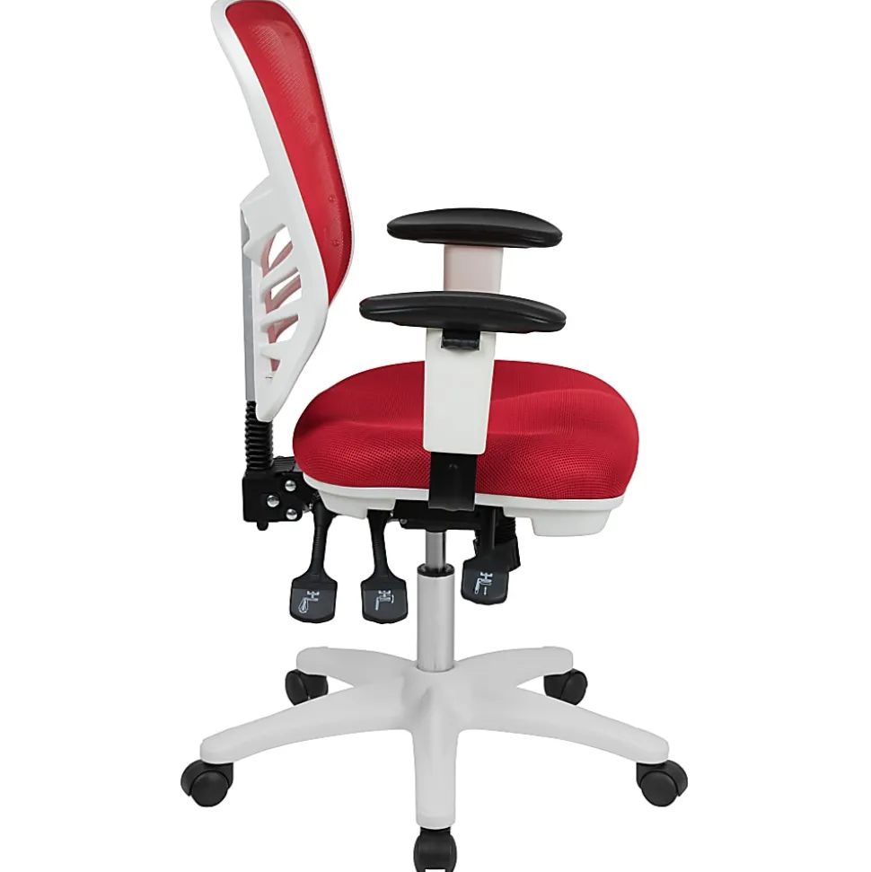 Flash Furniture Ergonomic Mesh Mid-Back Executive Office Chair, Red/White