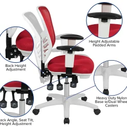 Flash Furniture Ergonomic Mesh Mid-Back Executive Office Chair, Red/White