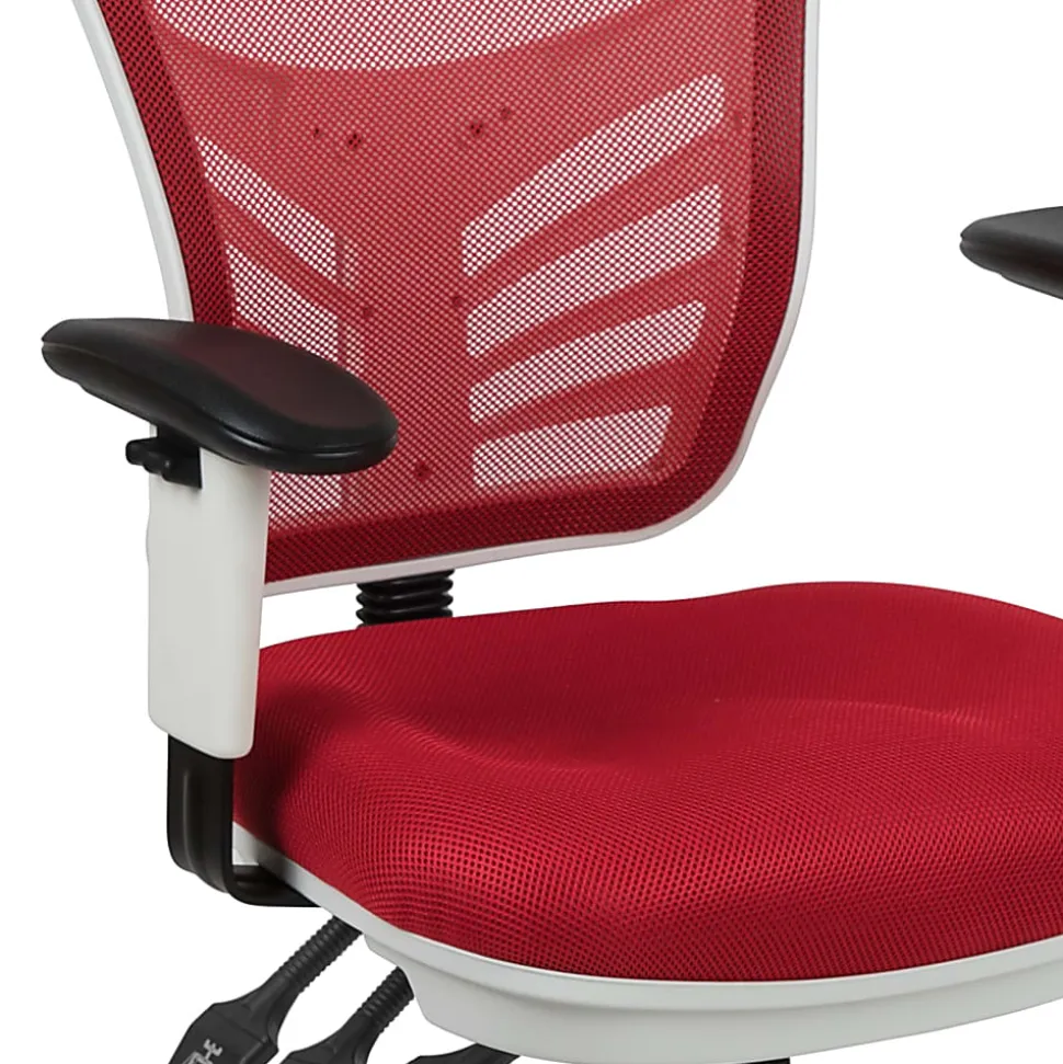 Flash Furniture Ergonomic Mesh Mid-Back Executive Office Chair, Red/White