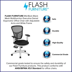 Flash Furniture Ergonomic Mesh Mid-Back Executive Office Chair, Black/White