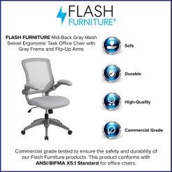 Flash Furniture Ergonomic Mesh Mid-Back Task Chair, Gray