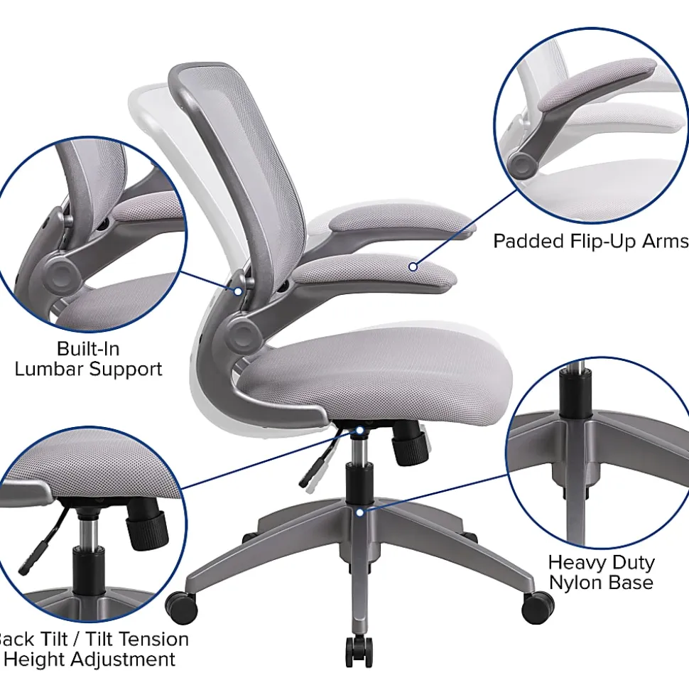 Flash Furniture Ergonomic Mesh Mid-Back Task Chair, Gray