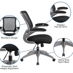 Flash Furniture Ergonomic Mesh Mid-Back Task Chair, Black