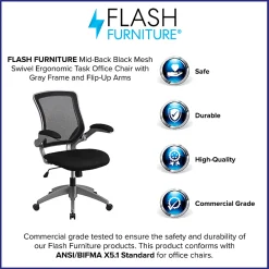 Flash Furniture Ergonomic Mesh Mid-Back Task Chair, Black