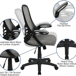 Flash Furniture Ergonomic Mesh High-Back Office Chair, Light Gray