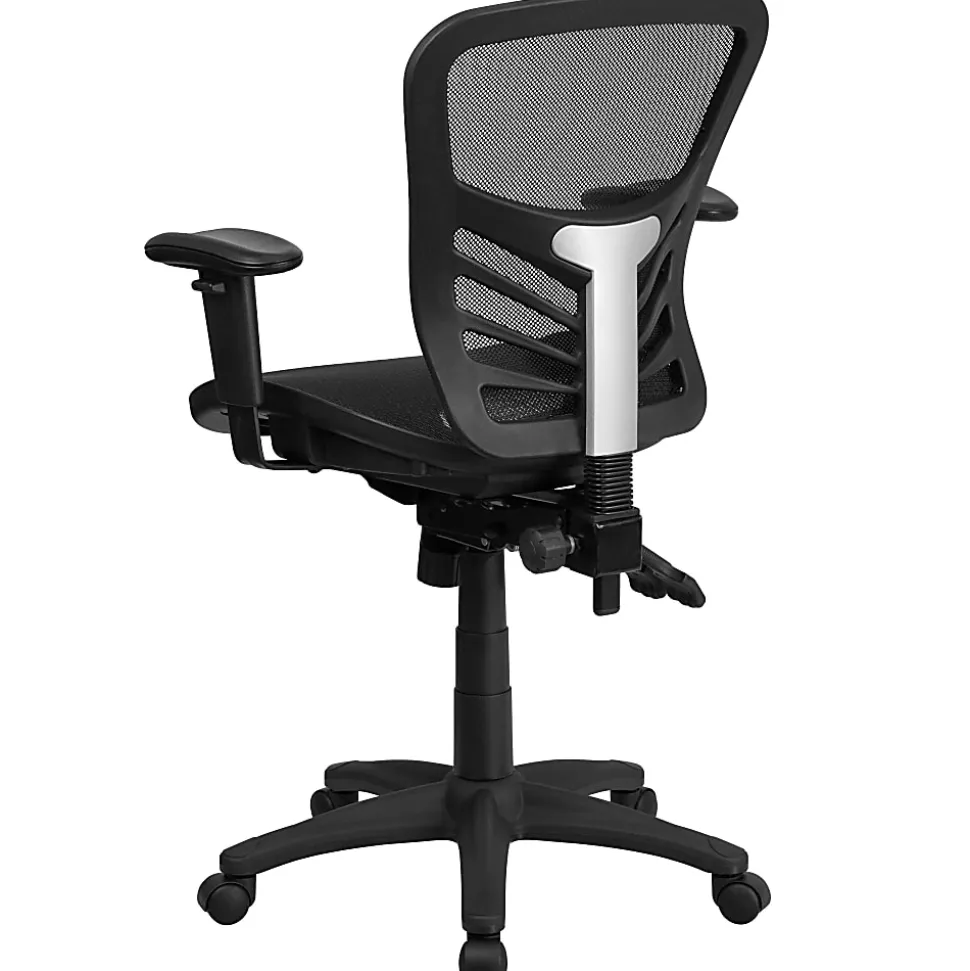 Flash Furniture Ergonomic Mesh Mid-Back Multi-Function Office Chair, Black