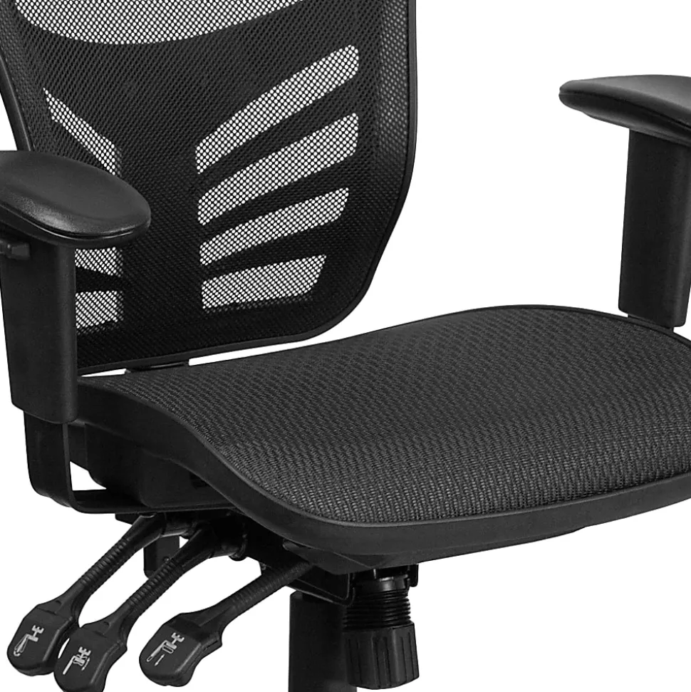 Flash Furniture Ergonomic Mesh Mid-Back Multi-Function Office Chair, Black