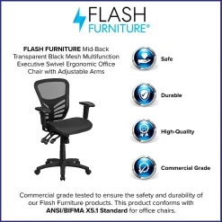 Flash Furniture Ergonomic Mesh Mid-Back Multi-Function Office Chair, Black