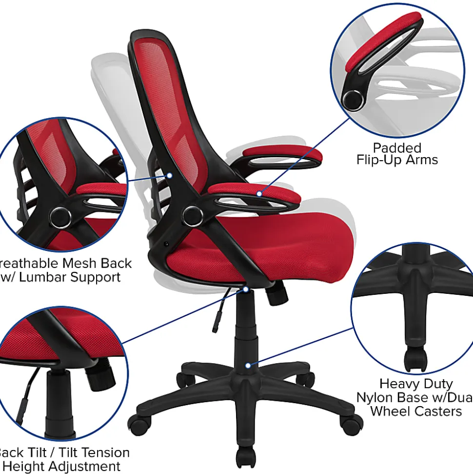Flash Furniture Ergonomic Mesh High-Back Office Chair, Red
