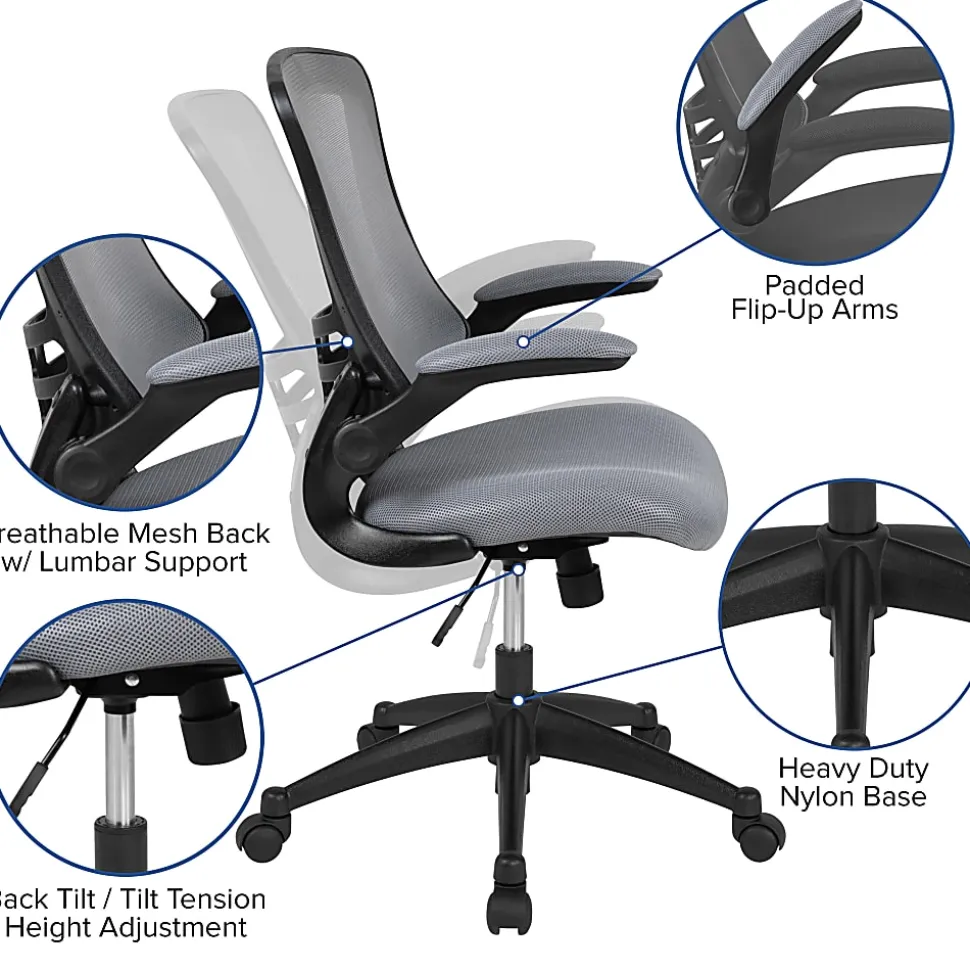 Flash Furniture Ergonomic Mid-Back Mesh Drafting Chair, Gray
