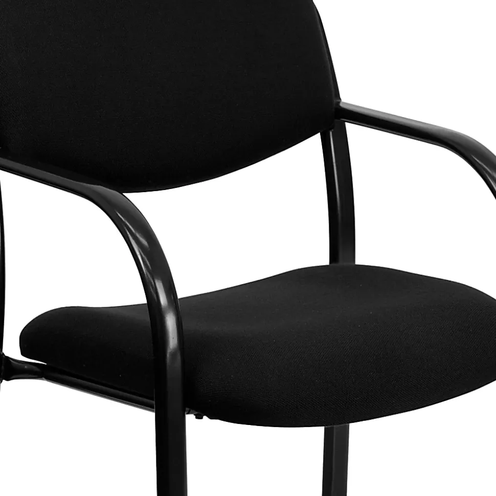 Flash Furniture Fabric Executive Side Reception Chair with Sled Base, Black