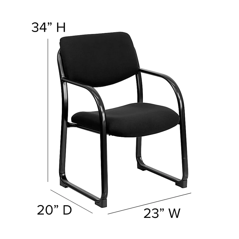 Flash Furniture Fabric Executive Side Reception Chair with Sled Base, Black