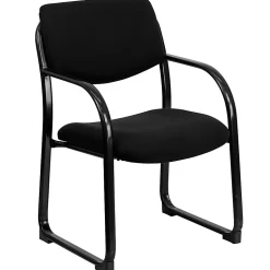 Flash Furniture Fabric Executive Side Reception Chair with Sled Base, Black