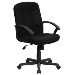 Flash Furniture Fabric Mid-Back Swivel Chair, Black