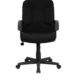 Flash Furniture Fabric Mid-Back Swivel Chair, Black