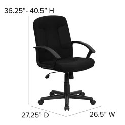 Flash Furniture Fabric Mid-Back Swivel Chair, Black
