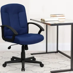 Flash Furniture Fabric Mid-Back Swivel Chair, Navy/Black