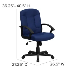 Flash Furniture Fabric Mid-Back Swivel Chair, Navy/Black