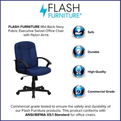 Flash Furniture Fabric Mid-Back Swivel Chair, Navy/Black